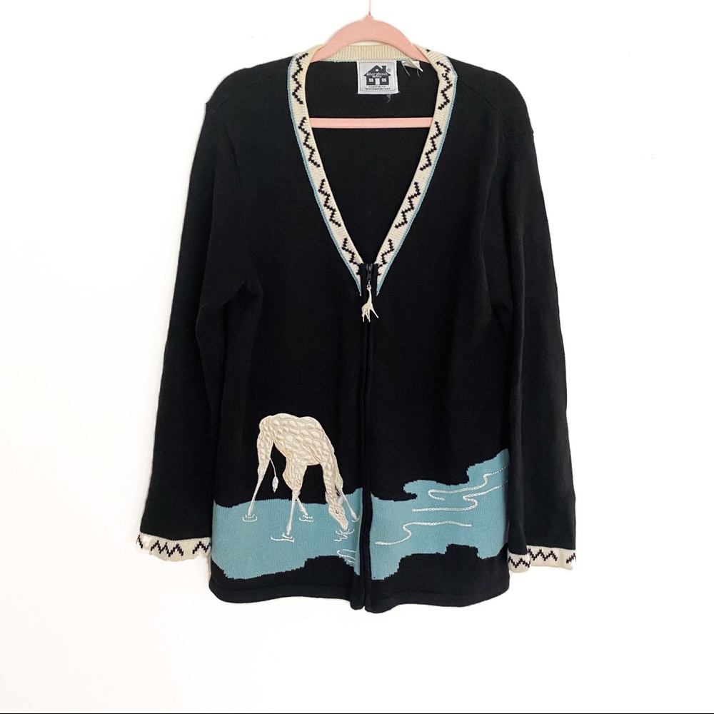 Storybook Knit Giraffe Teacher Sweater cardigan 1X